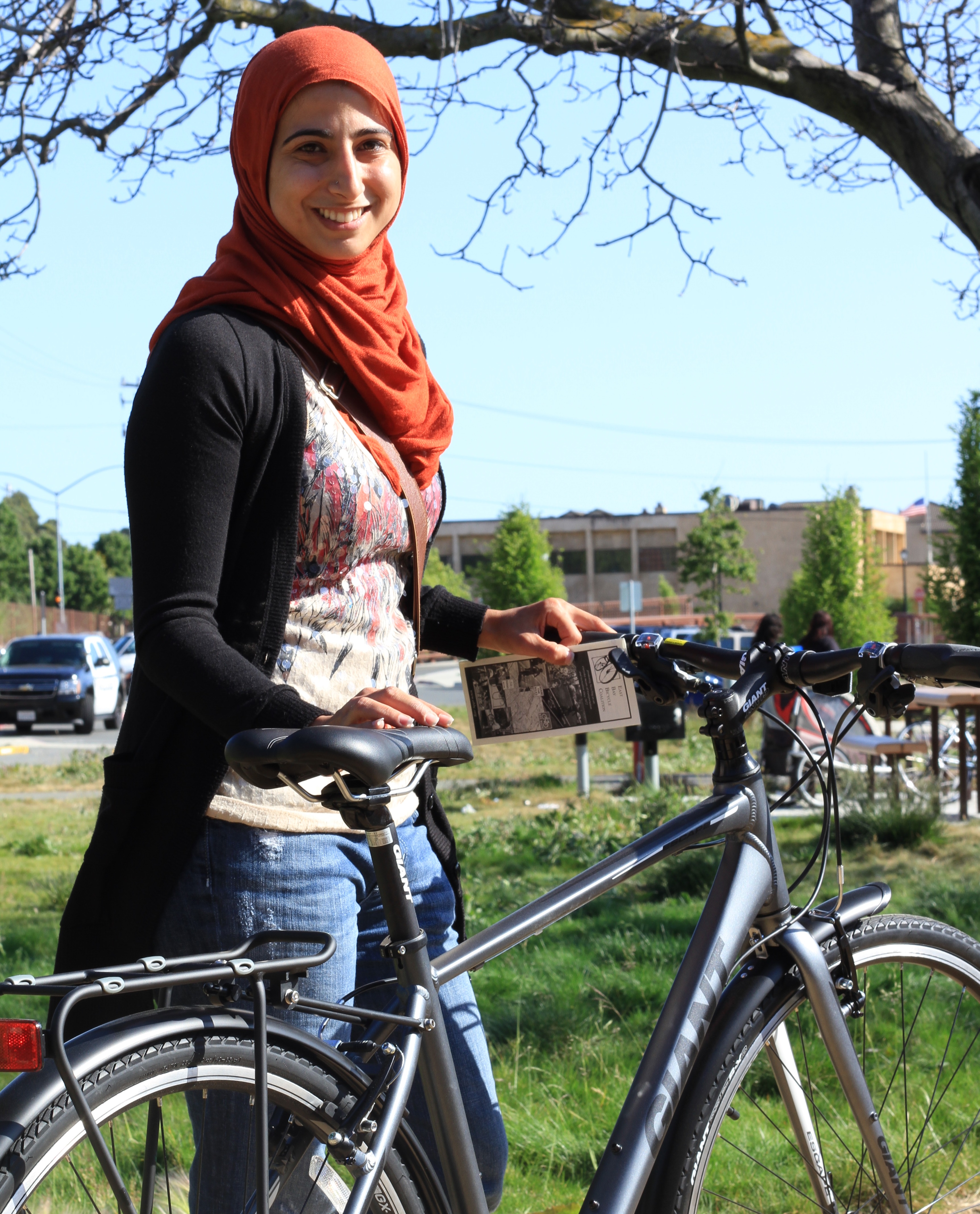 Woman riding bicycle